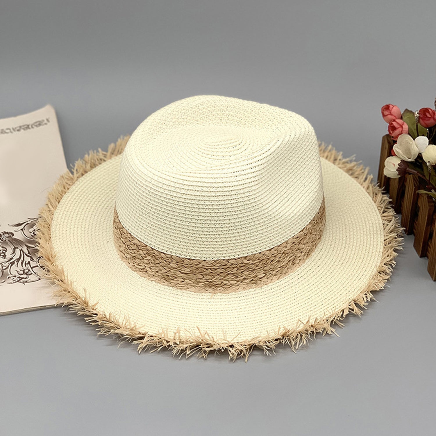 Raw Hem Raffia Hat