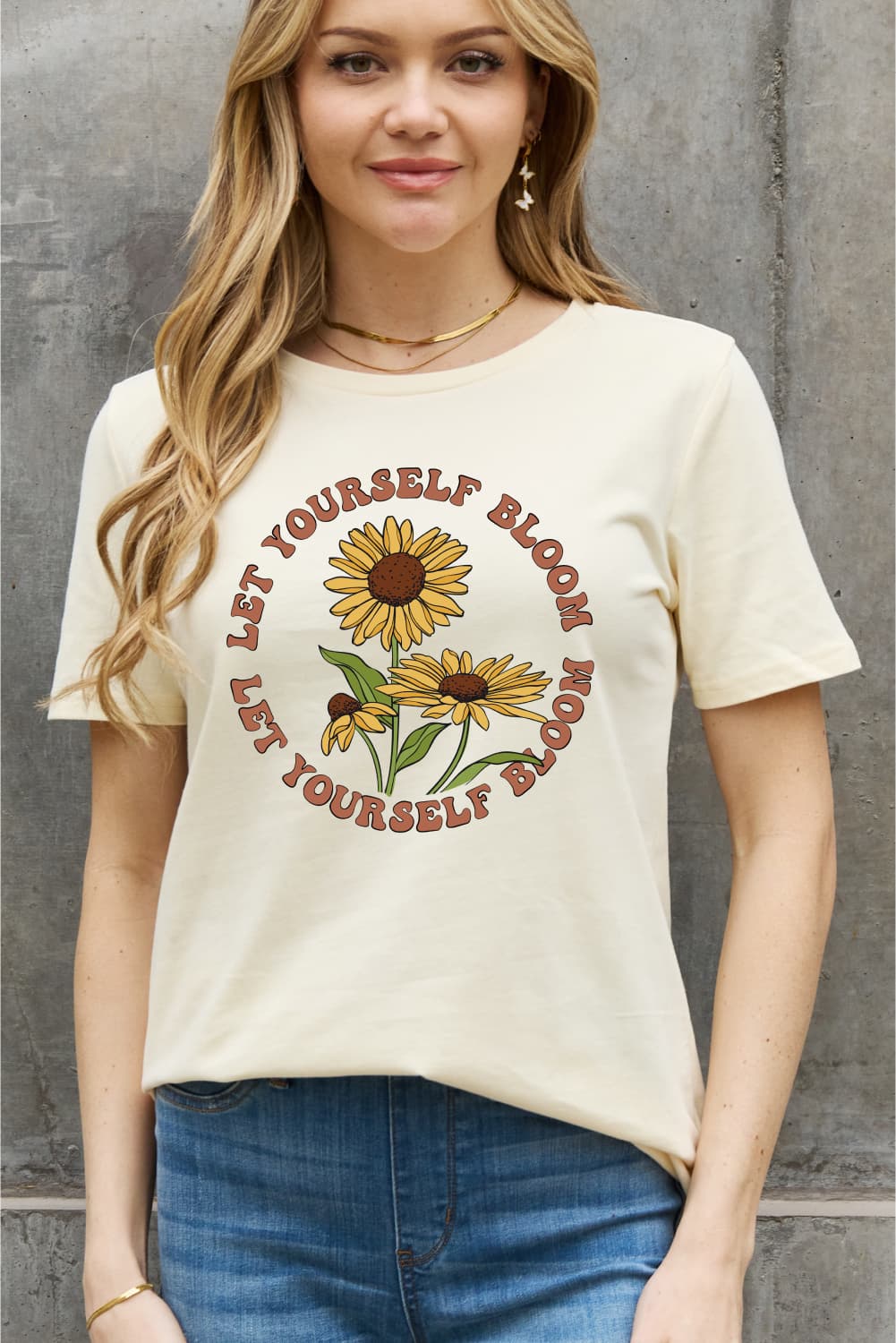 Simply Love Full Size LET YOURSELF BLOOM Graphic Cotton Tee