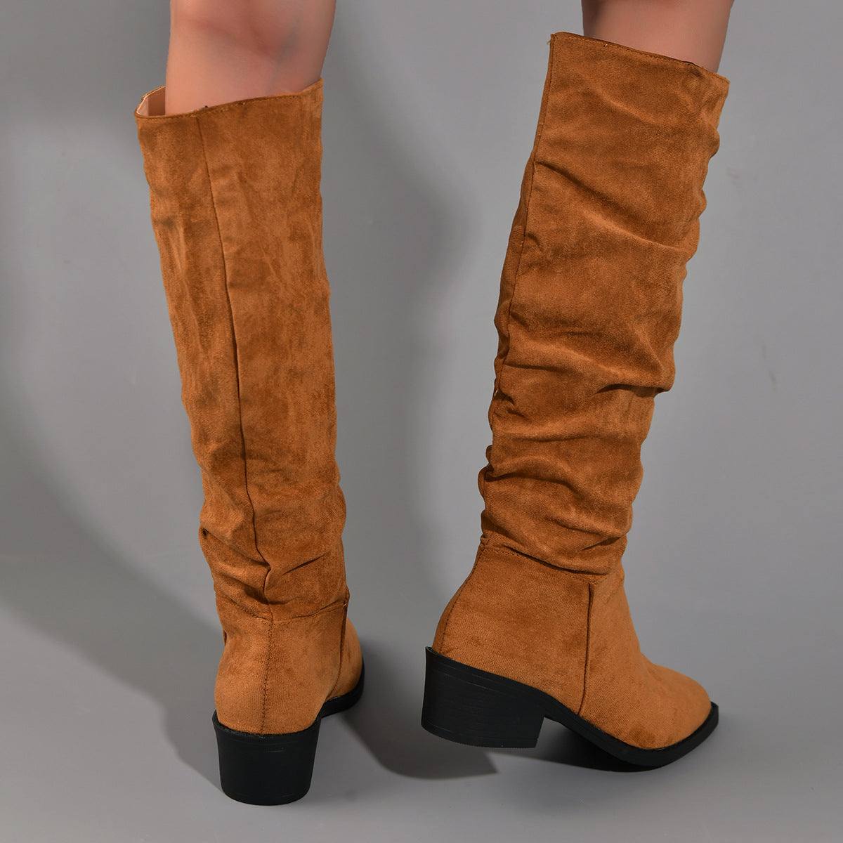 Point Toe Block Heel Boots