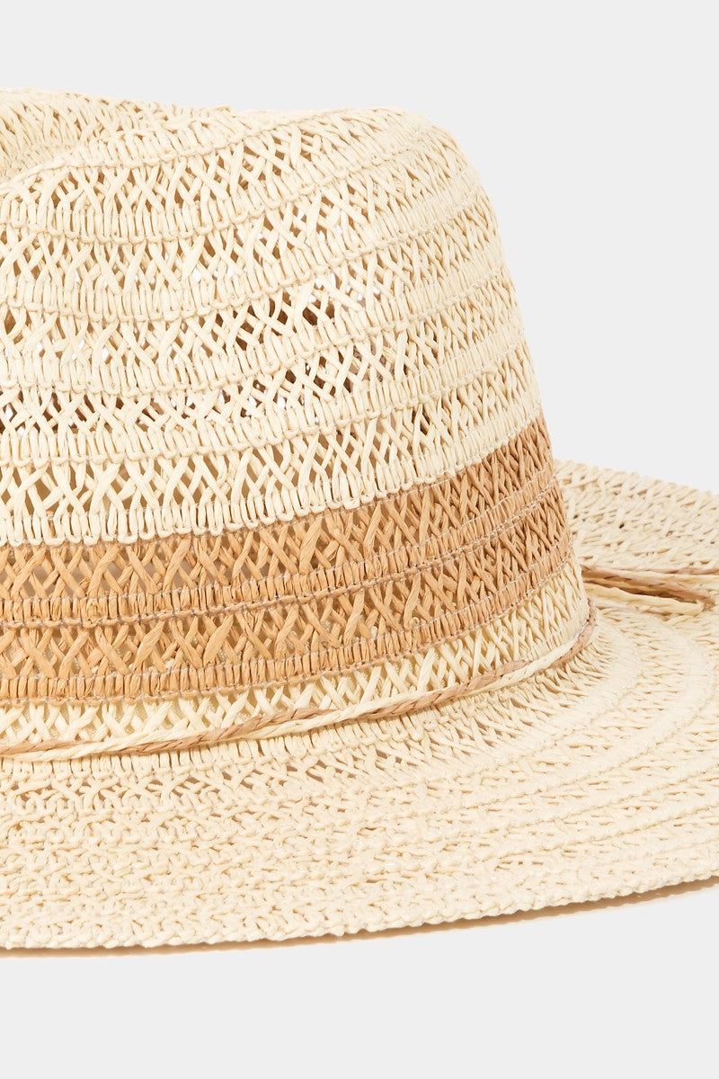 Fame Contrast Straw Braided Sun Hat