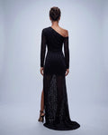 Midnight Leopard Asymmetric Gown