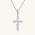 925 Sterling Silver Moissanite Cross Pendant Necklace