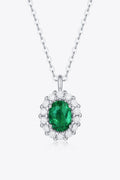 1.5 Carat Lab-Grown Emerald 925 Sterling Silver Necklace