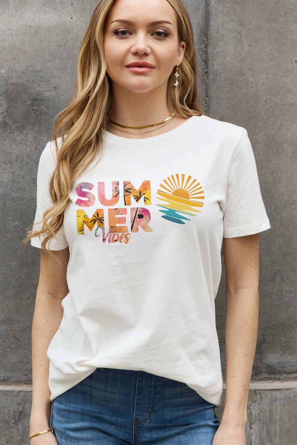 Simply Love Full Size SUMMER VIBES Graphic Cotton Tee