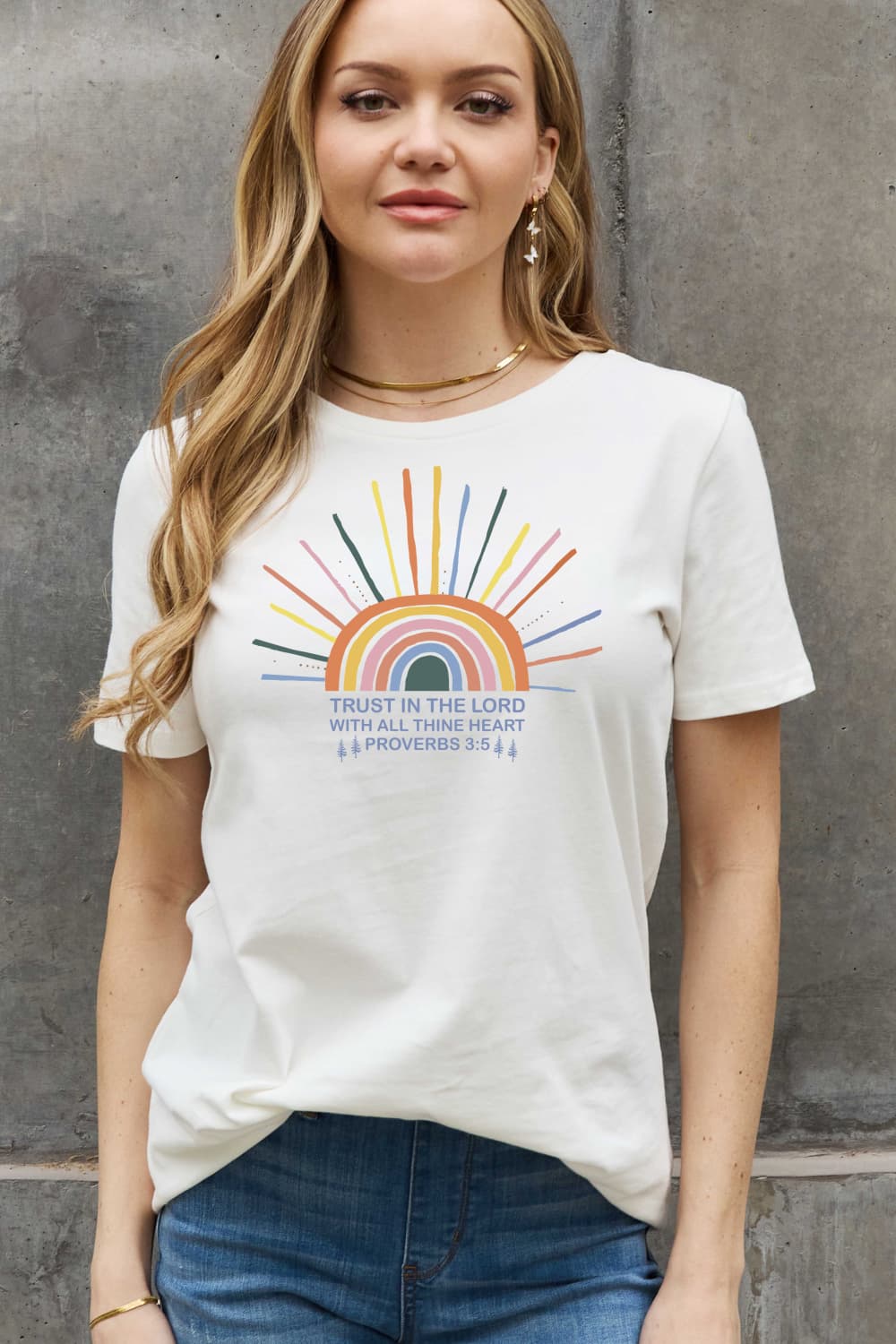 Simply Love Full Size Rainbow Graphic Cotton Tee