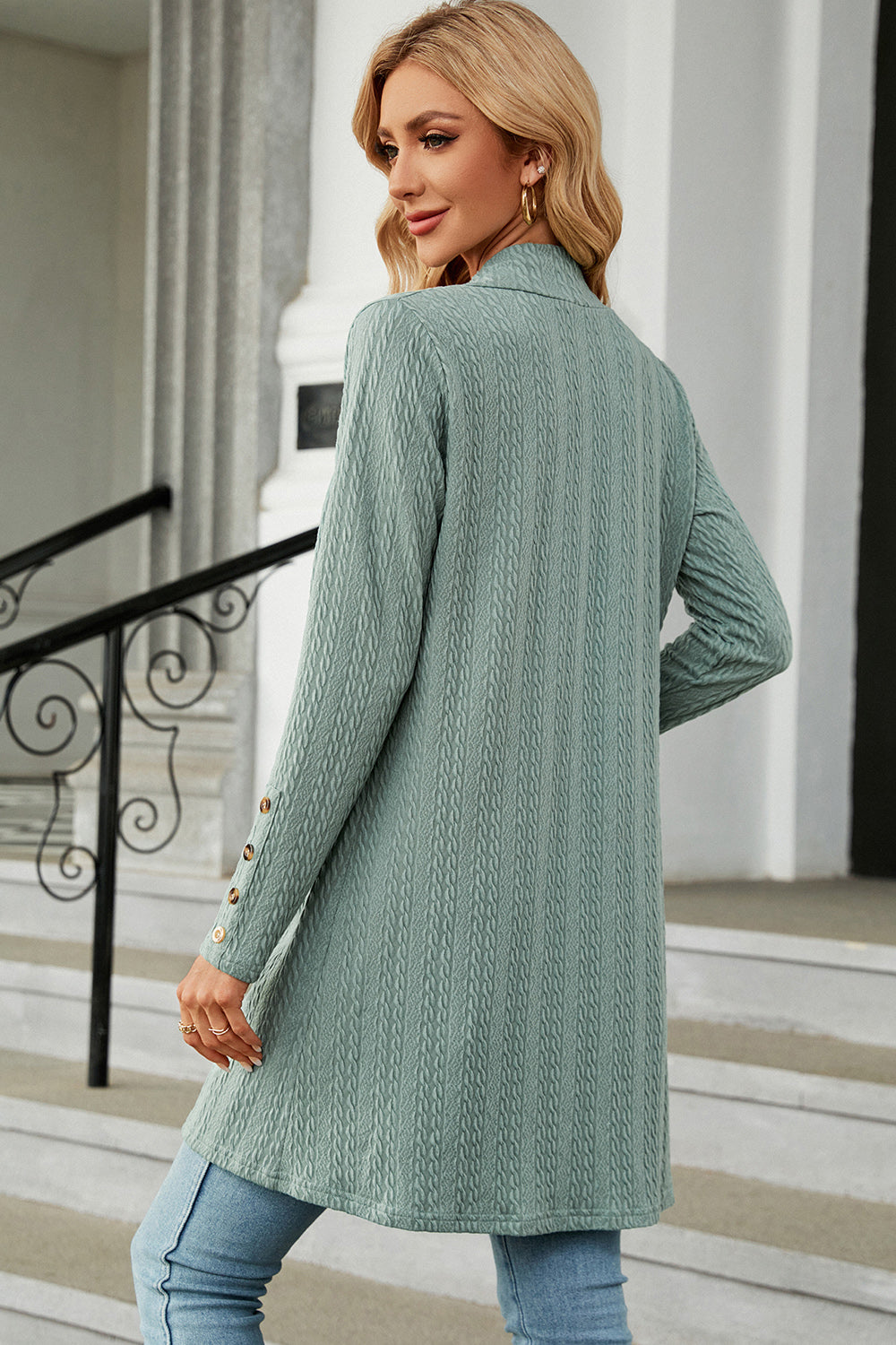 Open Front Long Sleeve Cardigan