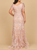 Cap Sleeve Mermaid V-neck Gown