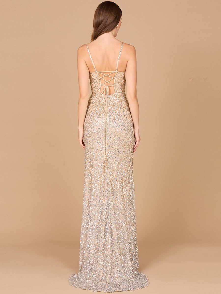 Beaded V Neck Dress with Slit | 29310