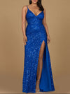 Beaded V Neck Dress with Slit | 29310