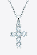 925 Sterling Silver Cross Moissanite Pendant Necklace