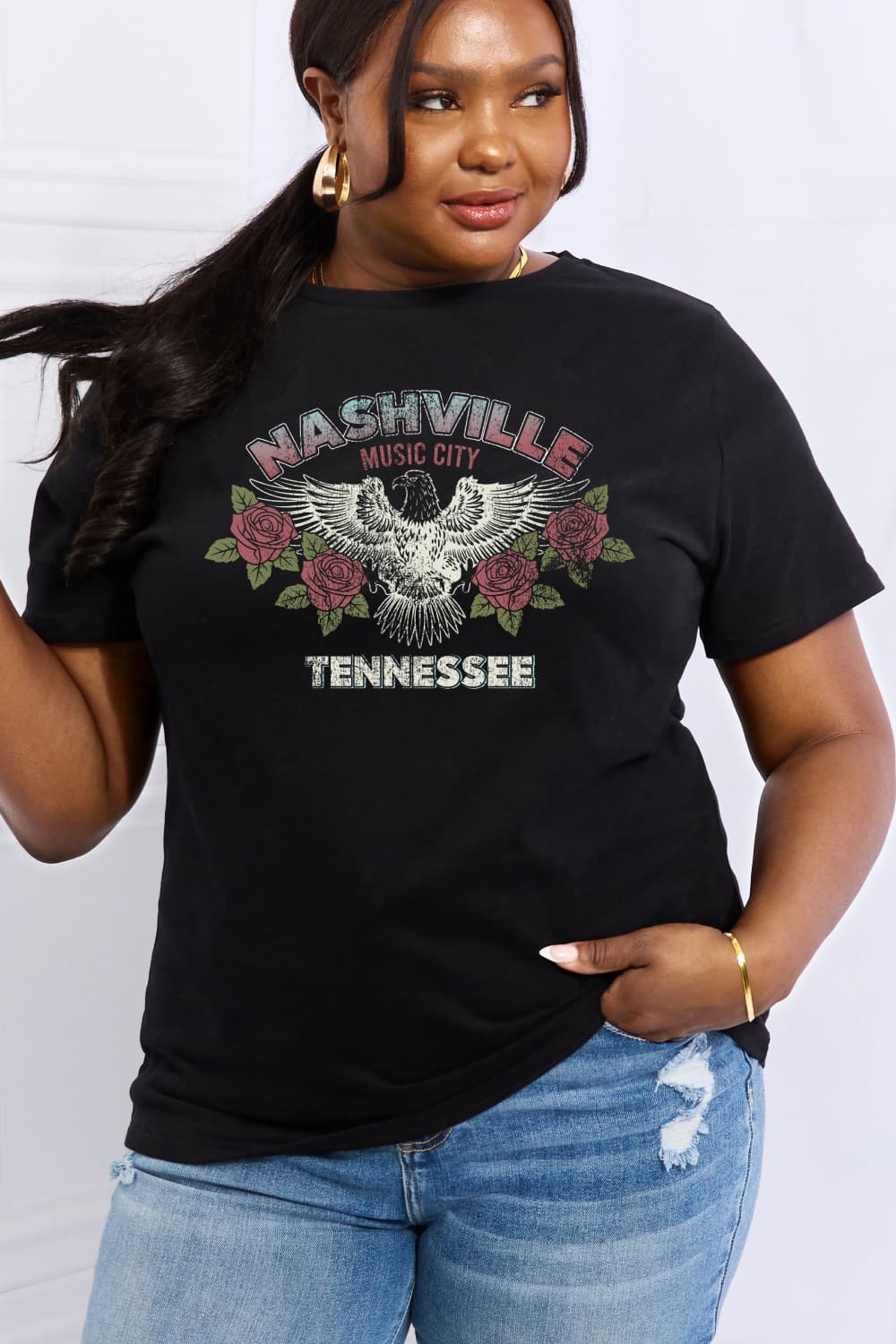 Simply Love Full Size NASHVILLE MUSIC CITY TENNESSEE Graphic Cotton Tee