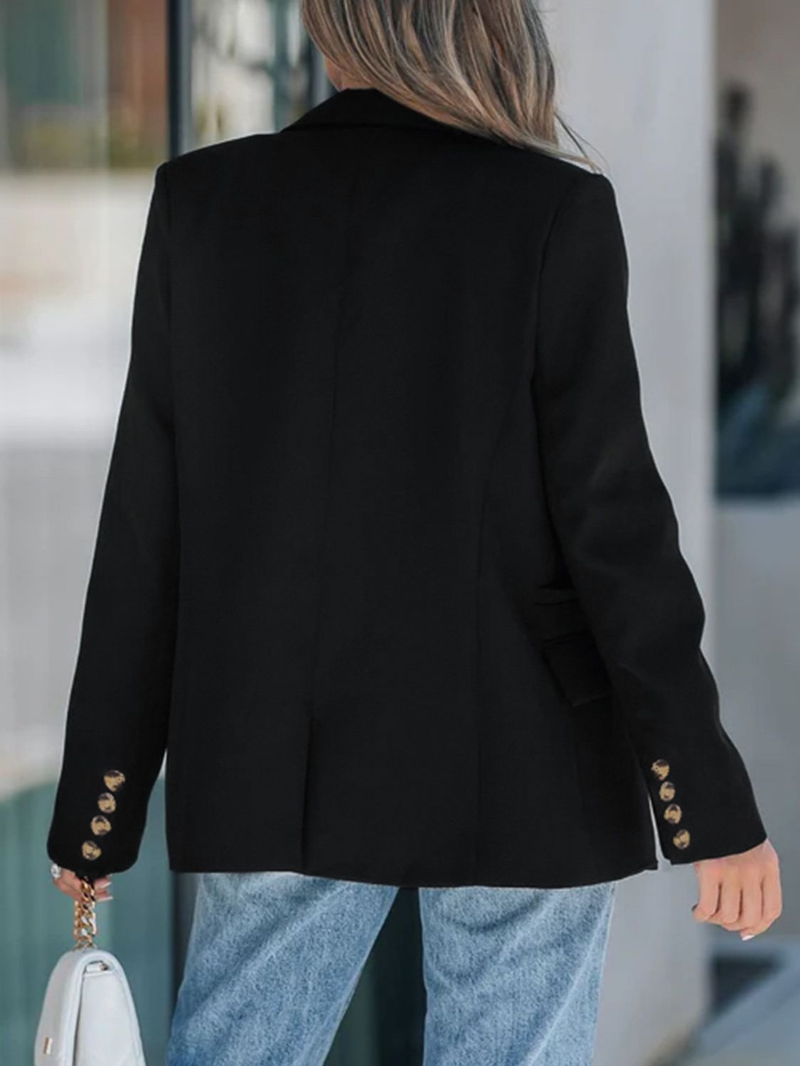 Perfee Lapel Collar Long Sleeve Blazer