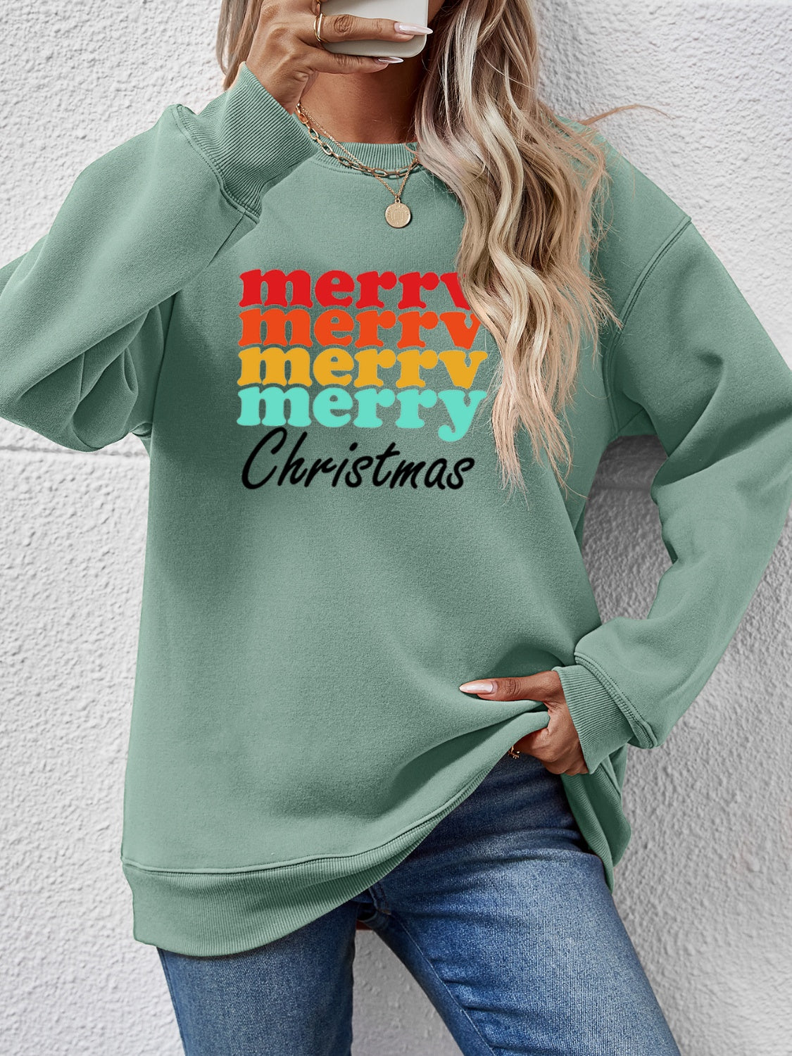 MERRY CHRISTMAS Graphic Long Sleeve Sweatshirt