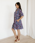 Serena Wild Daisy Floral Split Neck Short Puff Sleeve Mini Dress