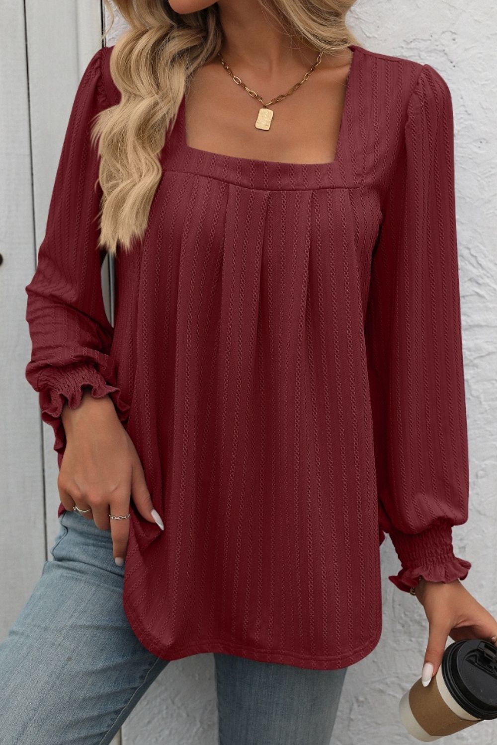 Mandy Square Neck Long Sleeve Top