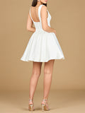 V Neck, A-Line Bridal Short Dress with Veil