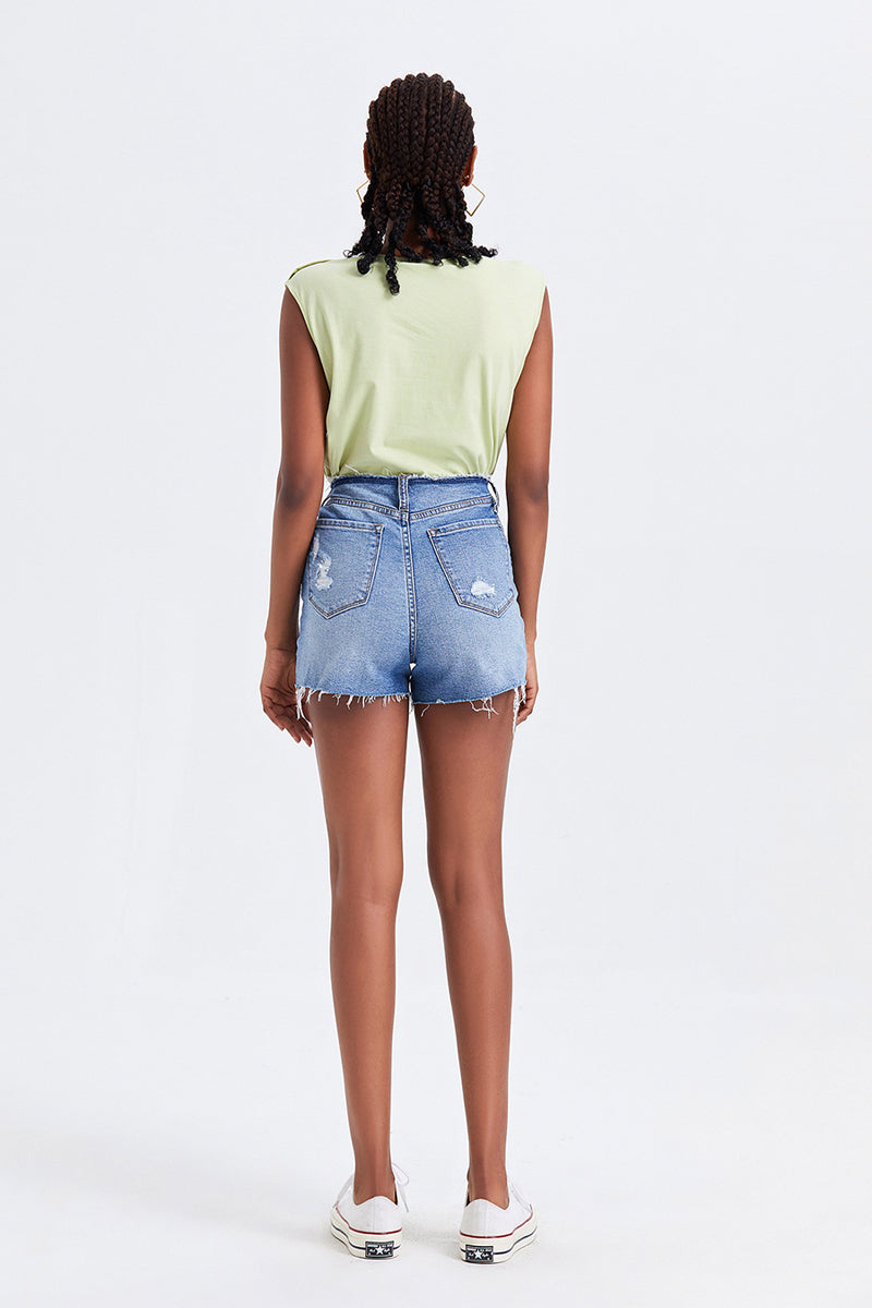 BAYEAS High Rise Bandless Denim Shorts