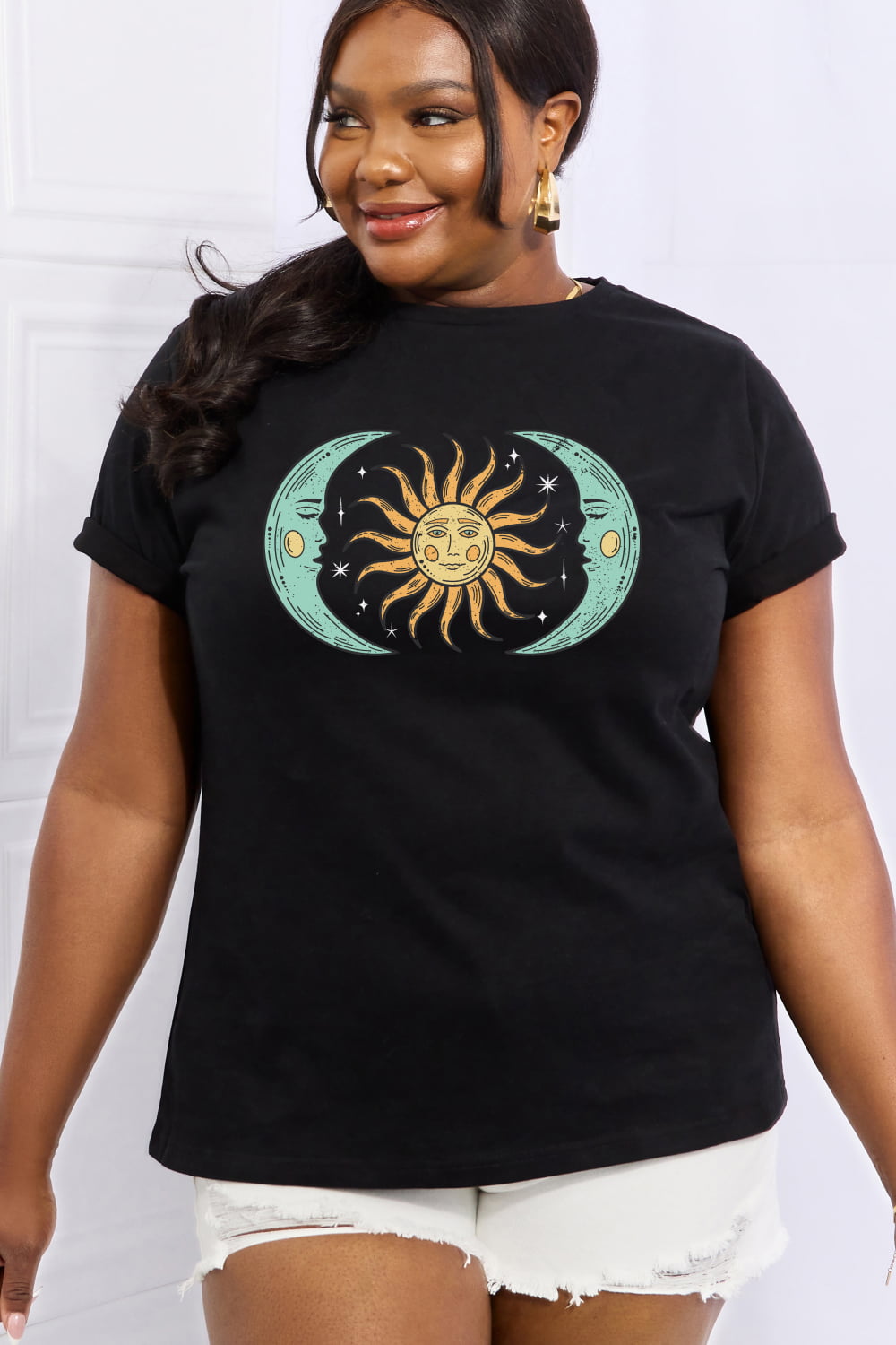 Simply Love Full Size Sun & Moon Graphic Cotton Tee