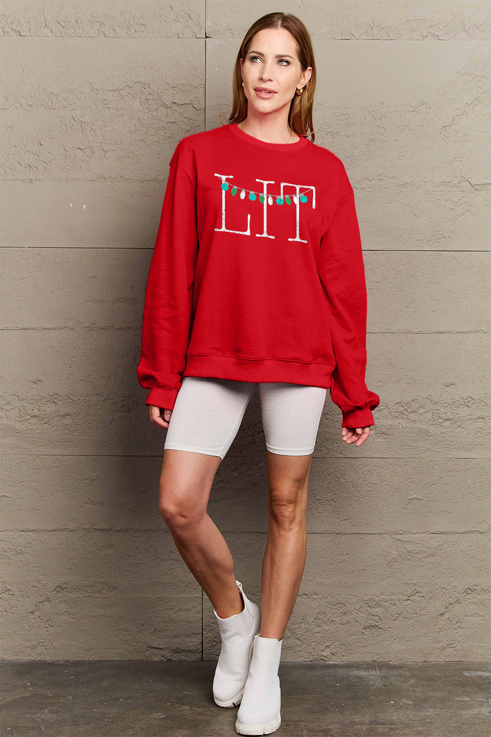 Simply Love Full Size LIT Long Sleeve Sweatshirt