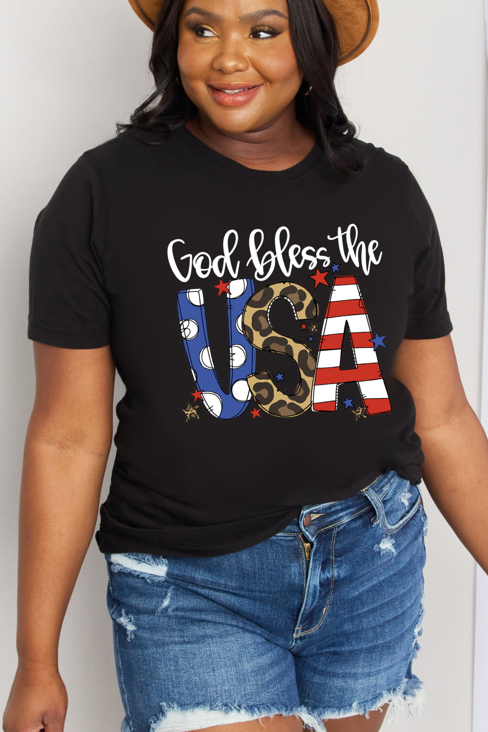 Simply Love Full Size GOD BLESS THE USA Graphic Cotton Tee