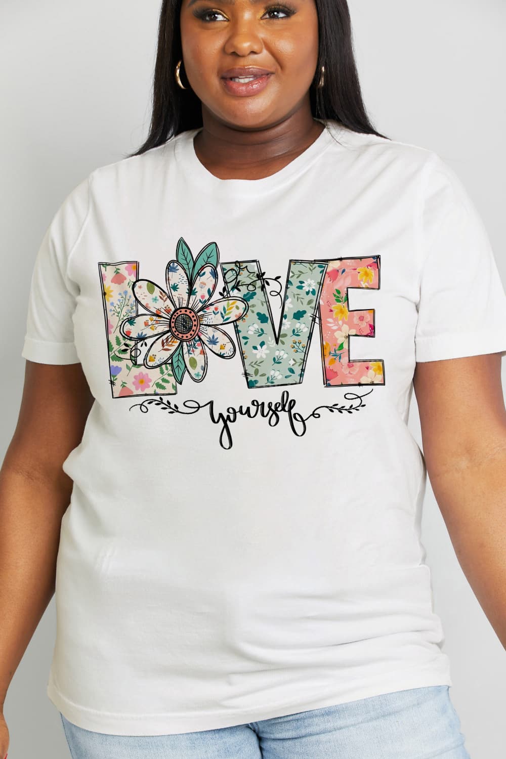 Simply Love Full Size LOVE YOURSELF Graphic Cotton Tee