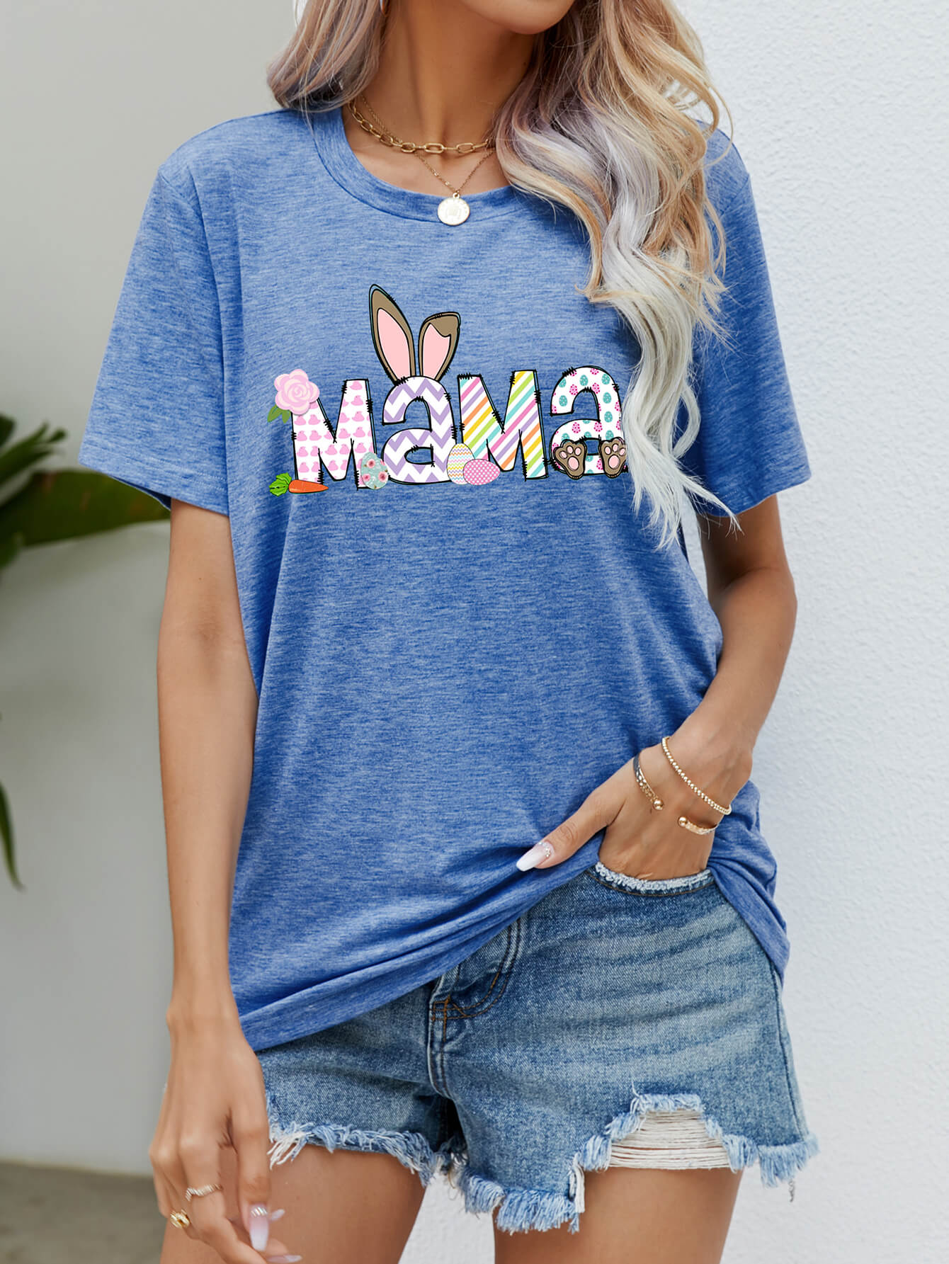 Easter MAMA Graphic Round Neck T-Shirt