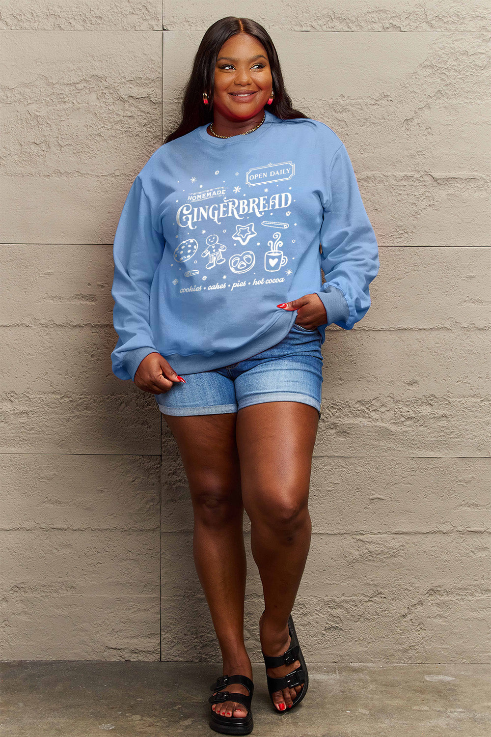 Simply Love Full Size GINGERBREAD Long Sleeve Sweatshirt