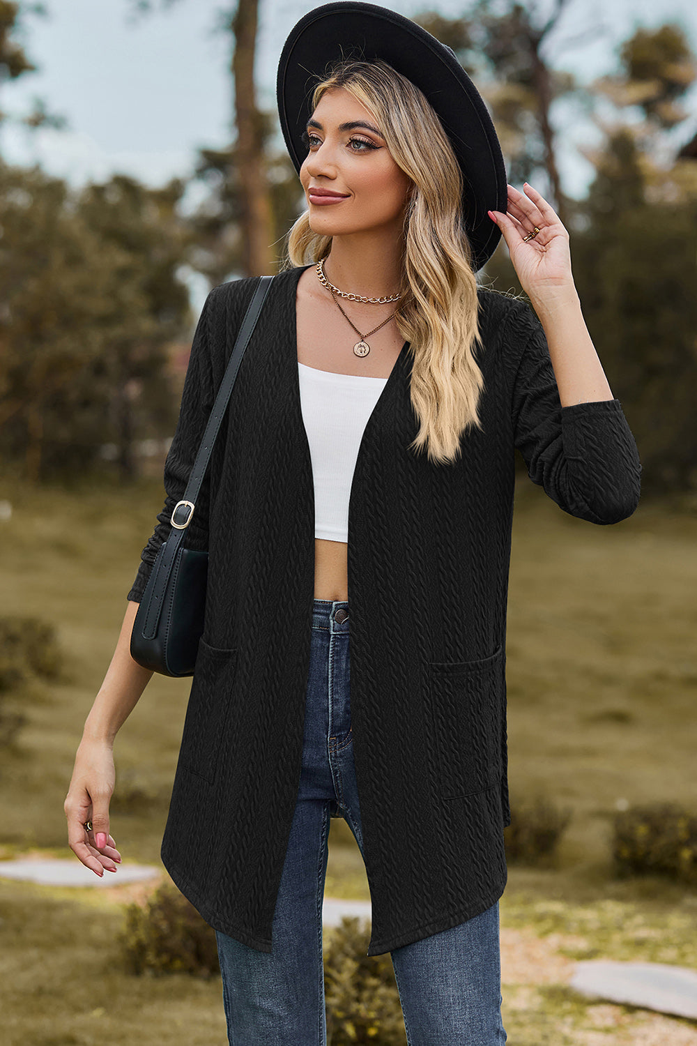 Open Front Long Sleeve Cardigan