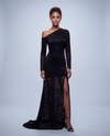 Midnight Leopard Asymmetric Gown