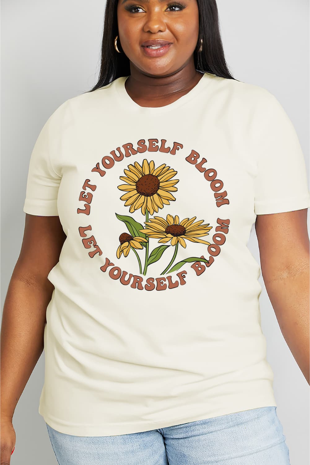 Simply Love Full Size LET YOURSELF BLOOM Graphic Cotton Tee