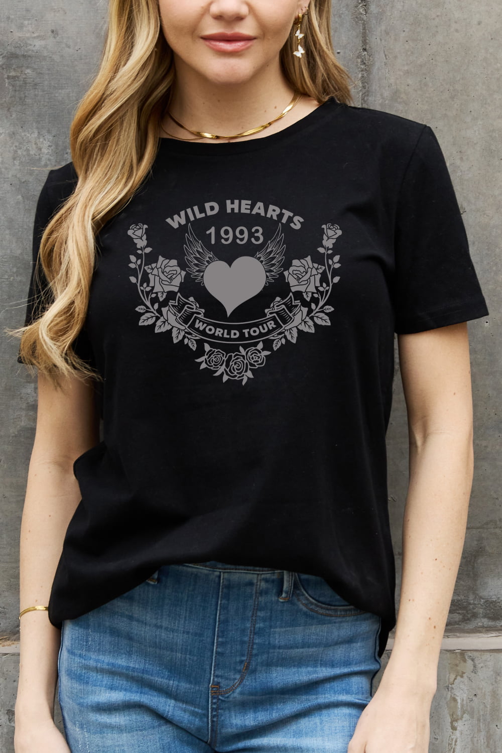 Simply Love Full Size WILD HEARTS 1993  WORLD TOUR Graphic Cotton Tee