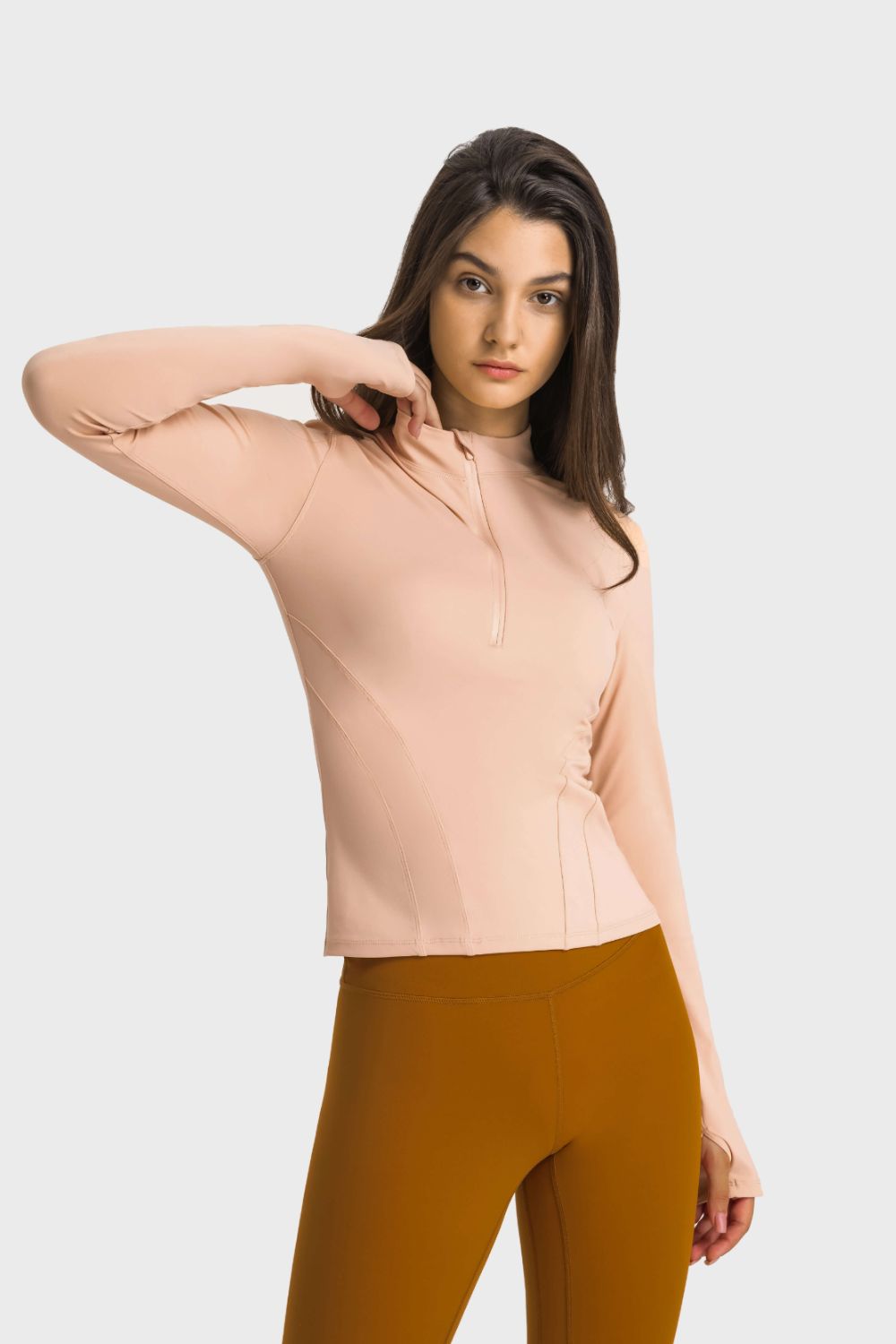 Millennia Half Zip Thumbhole Sleeve Sports Top