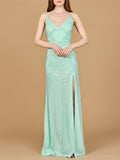 Beaded Lace-up Dress with Slit