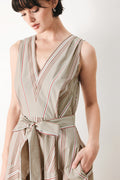 SWEET STRIPE WOVEN MIDI DRESS