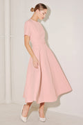 SPRING ICON PINK WOVEN MIDI DRESS