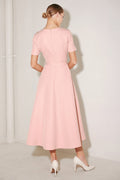 SPRING ICON PINK WOVEN MIDI DRESS