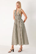 VACATION LINE STRIP WOVEN MIDI DRESS