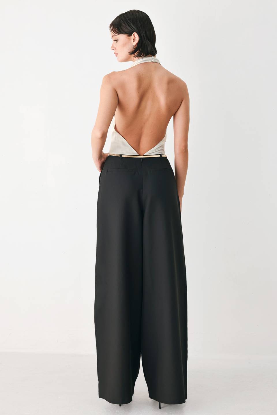 BLACK & CREAM POISE WOVEN JUMPSUIT