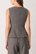 COCOA STRUCTURE BROWN V-NECK PEPLUM TOP