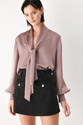 CHAMPAGNE WISHES TIE FRONT BLOUSE