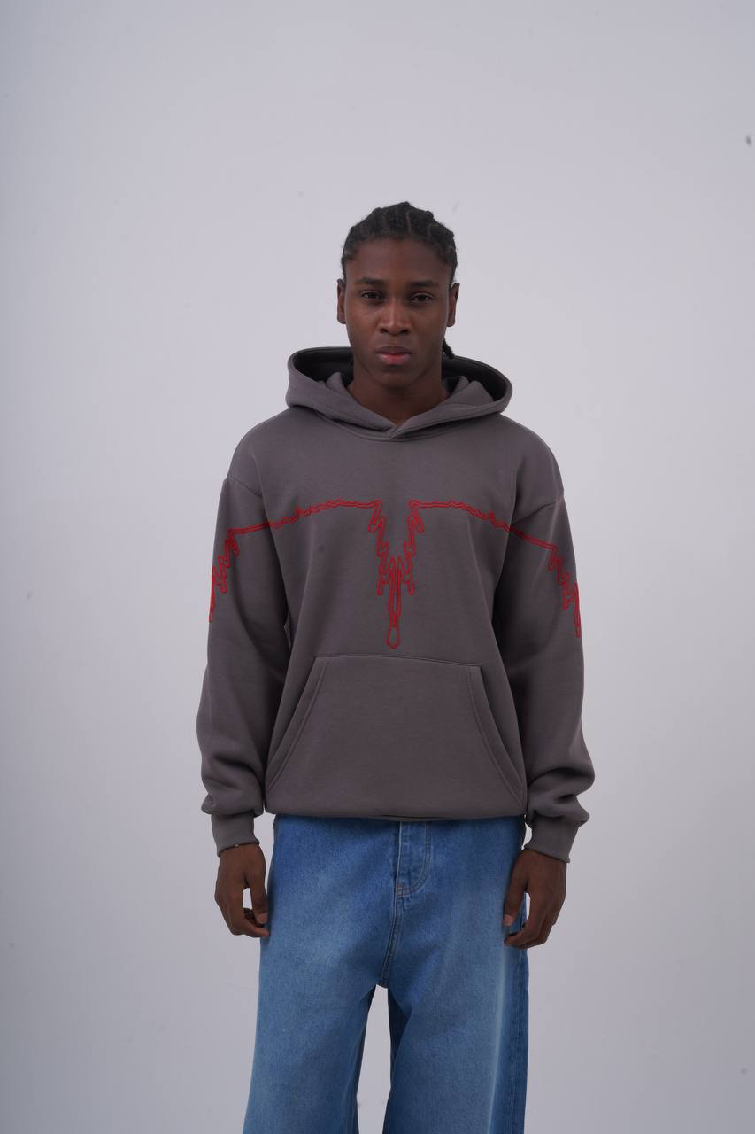 "Heartbeat" Embroidered Graphic Hoodie