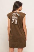 QUIET LUXURY EDGE FAUX SUEDE MIDI SHIFT DRESS