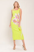 LUSH LIME WOVEN MIDI DRESS