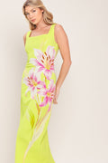 LUSH LIME WOVEN MIDI DRESS