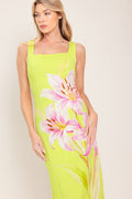 LUSH LIME WOVEN MIDI DRESS