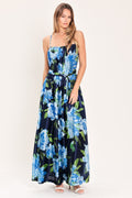 ELEGANT BLOSSOM WOVEN MAXI DRESS