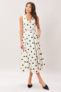 PURE POLKA WOVEN MIDI DRESS