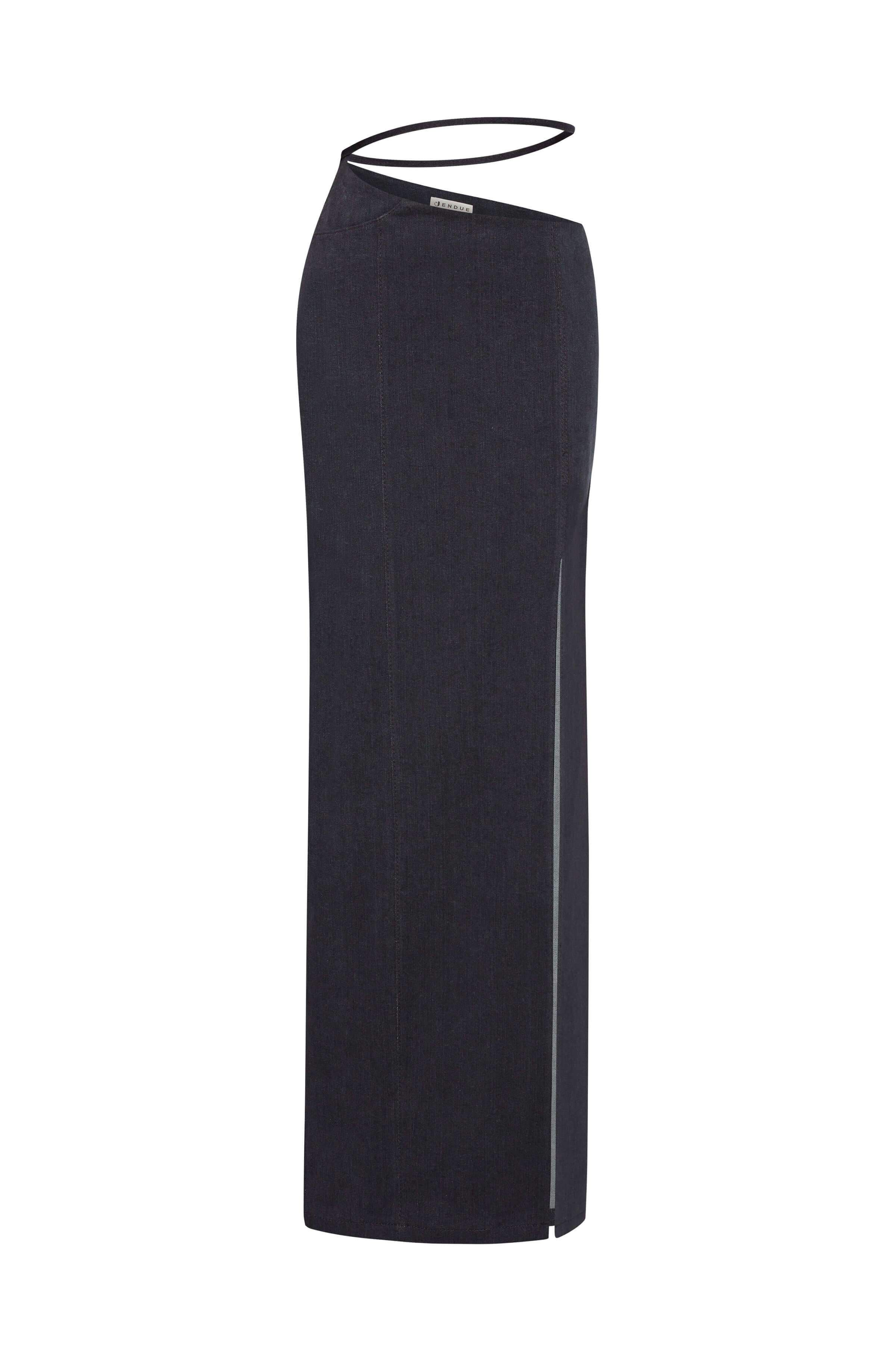 JENDUE Dreams Denim Skirt - High-Slit Maxi Skirt