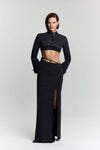 JENDUE Dreams Denim Skirt - High-Slit Maxi Skirt