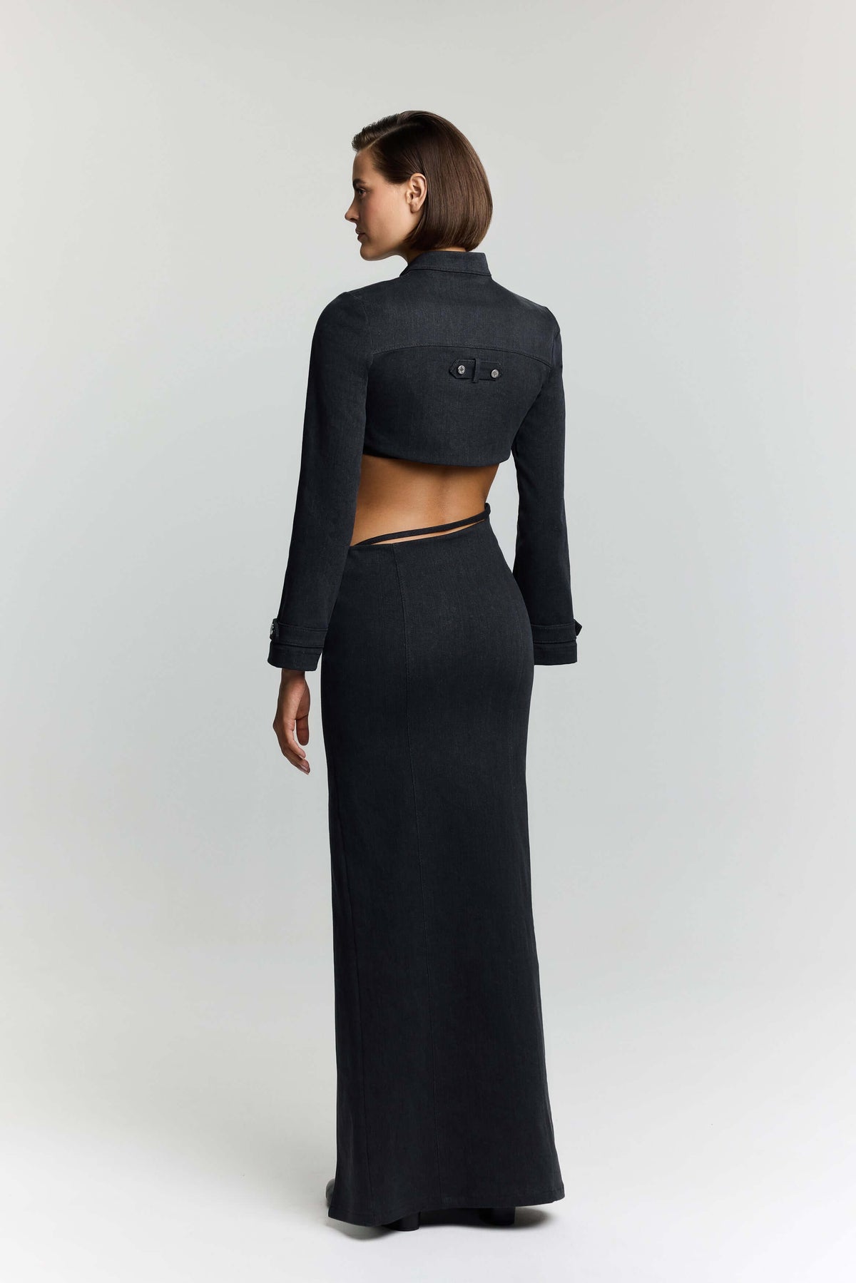JENDUE Dreams Denim Skirt - High-Slit Maxi Skirt